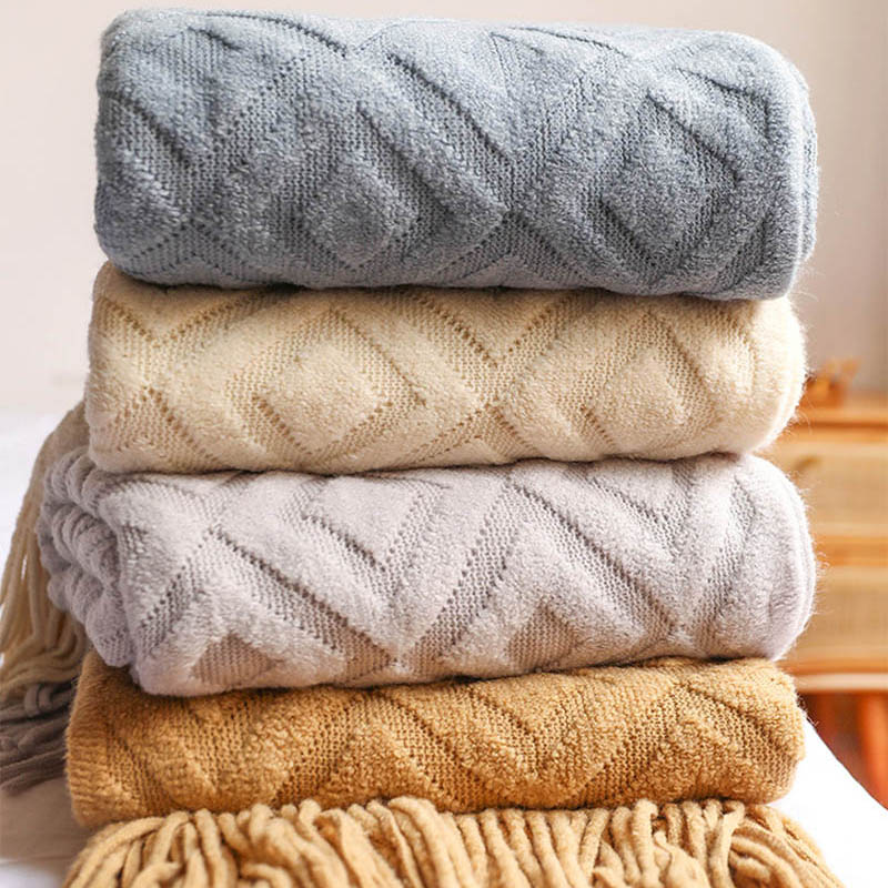 Throw Blanket Chunky Knit - Battaniye yatak Nordic örme kanepe battaniye