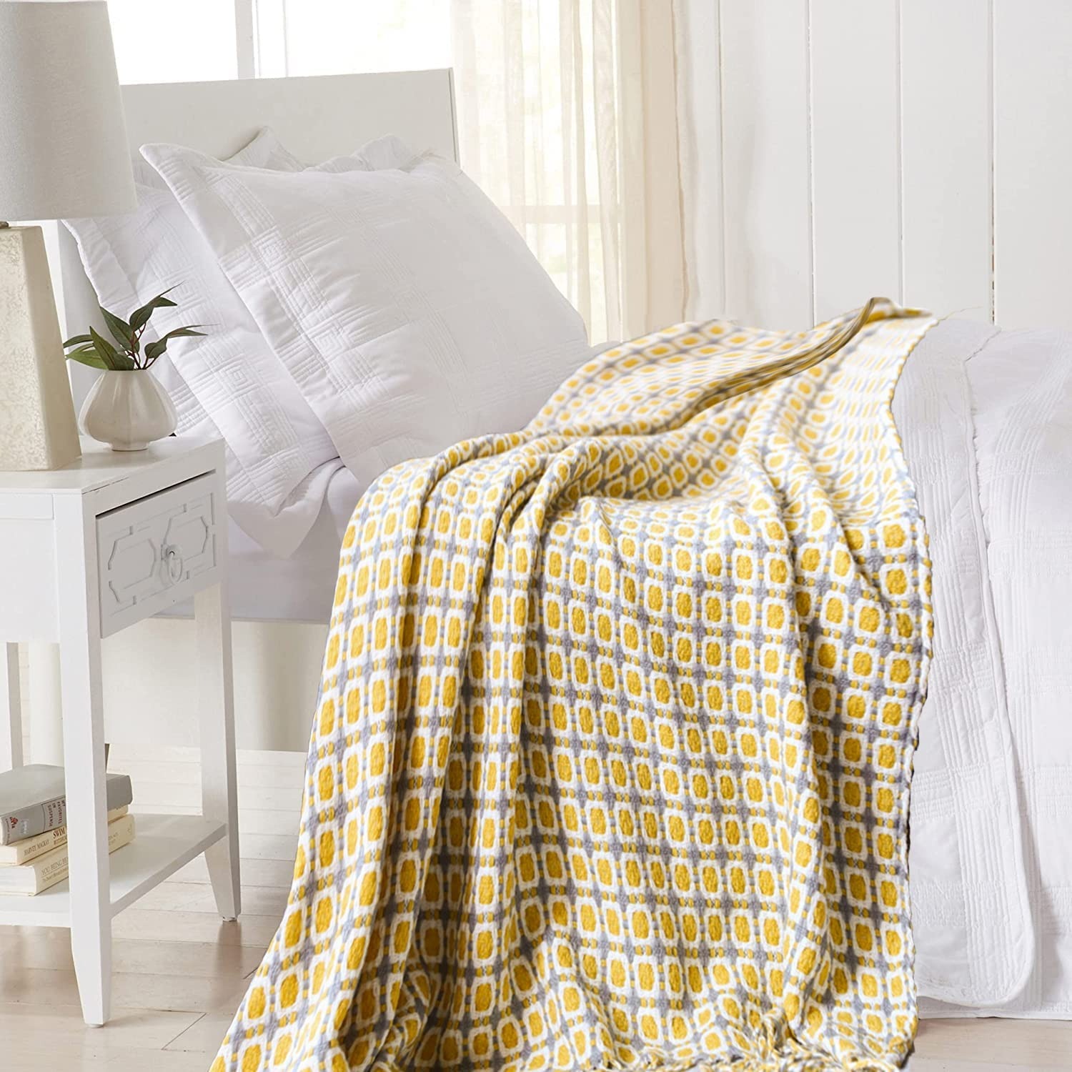 Throw Blanket Chunky Knit - Hardal Sarı İskandinav Örme Atma Battaniye