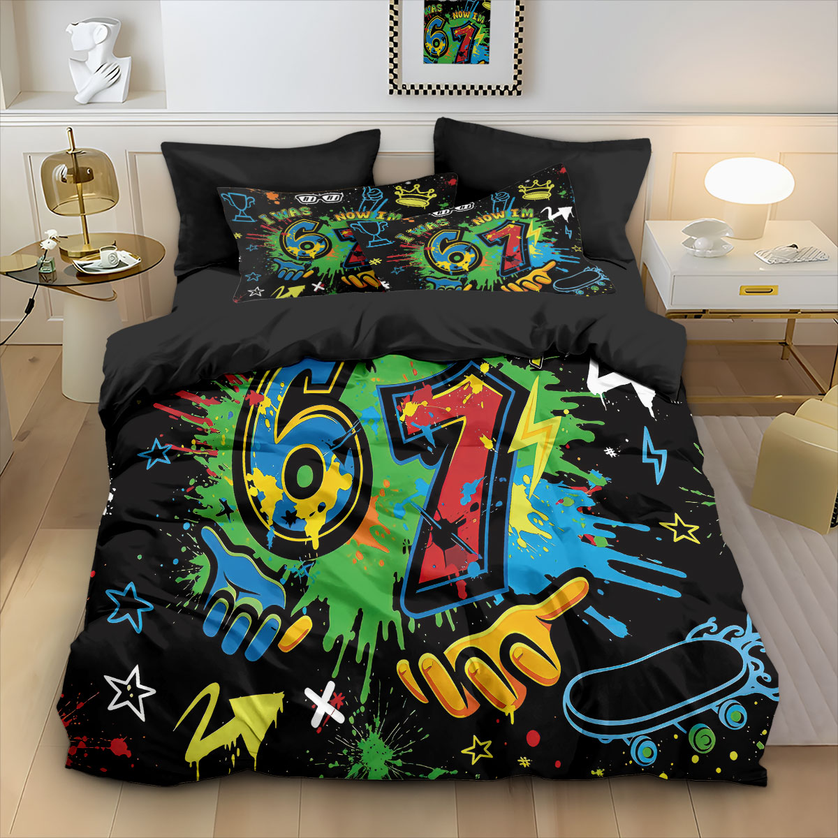Home Textiles Bedding - 3 adet Graffiti Tarzı Oyun Kumandası