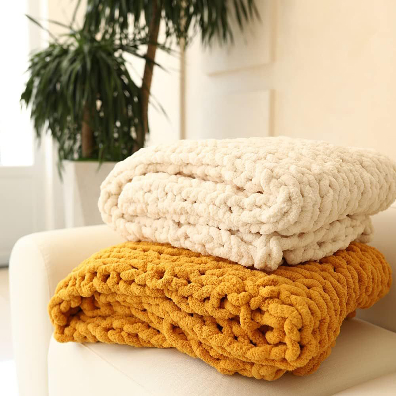 Throw Blanket Chunky Knit - El Örgüsü Kalın Battaniye Kalın İplik