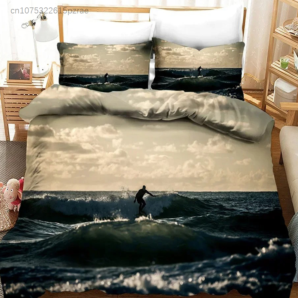 Home Textiles Bedding - Plaj Sörfü Yatak Örtüsü Seti Manzara