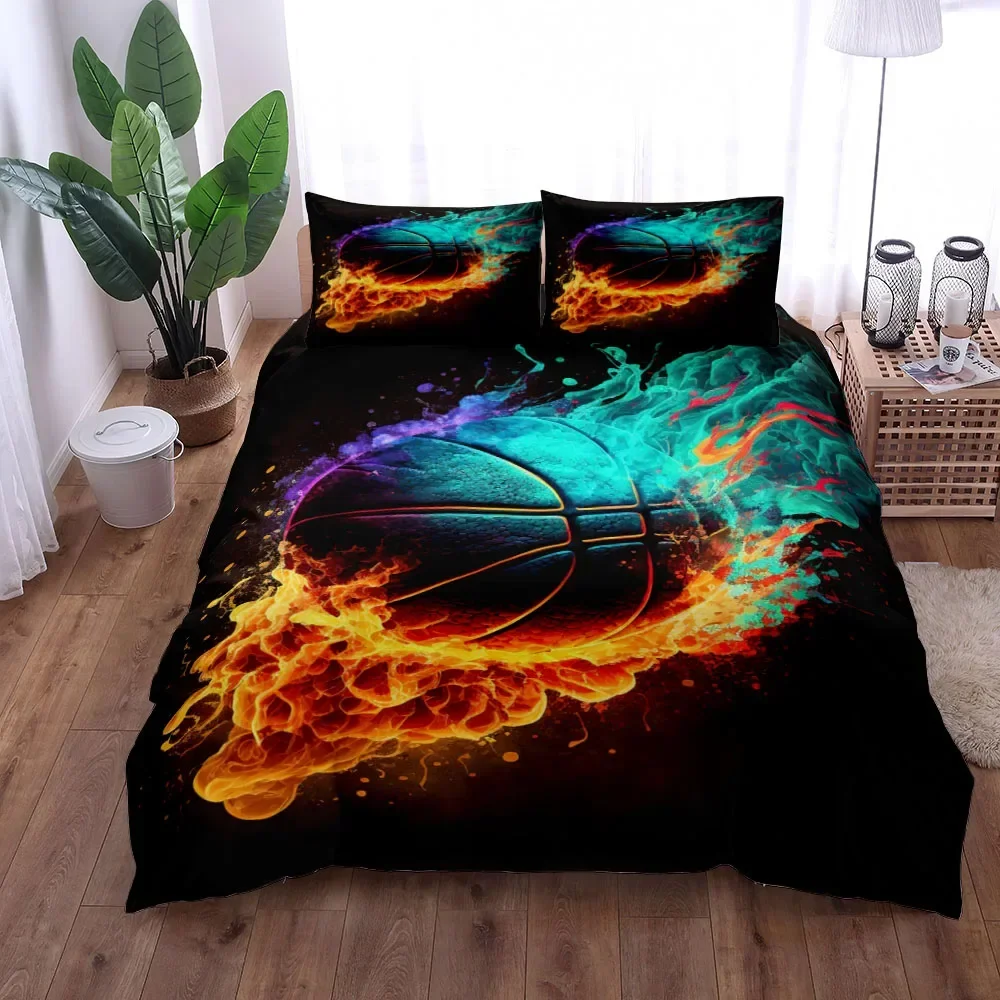 Home Textiles Uk - Muhteşem 3D Baskılı Basketbol Desenli Nevresim