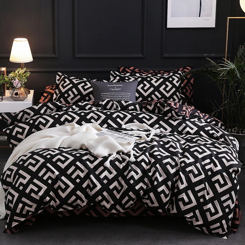 Home Textiles Bedding - Yastık kılıfı ile lüks siyah yatak