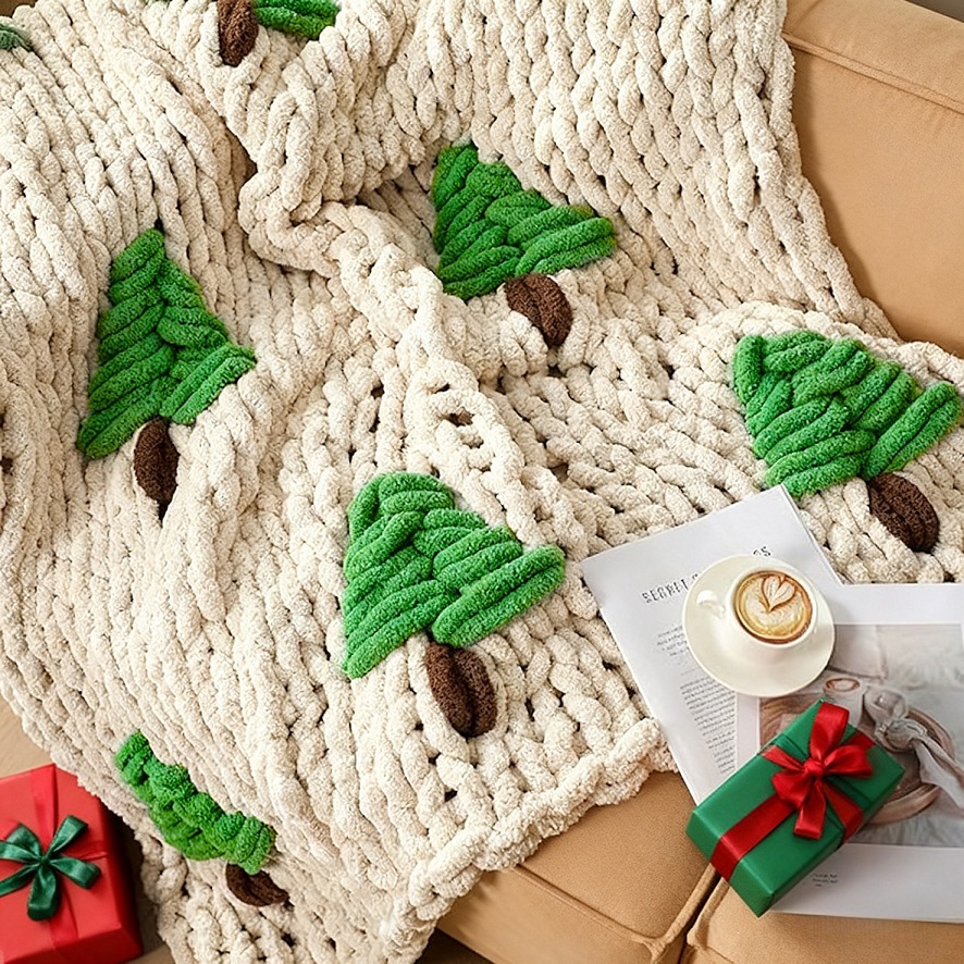 El örgüsü yatak örtüsü Noel ağ - Throw Blanket Chunky Knit incelemesi ve fiyatı