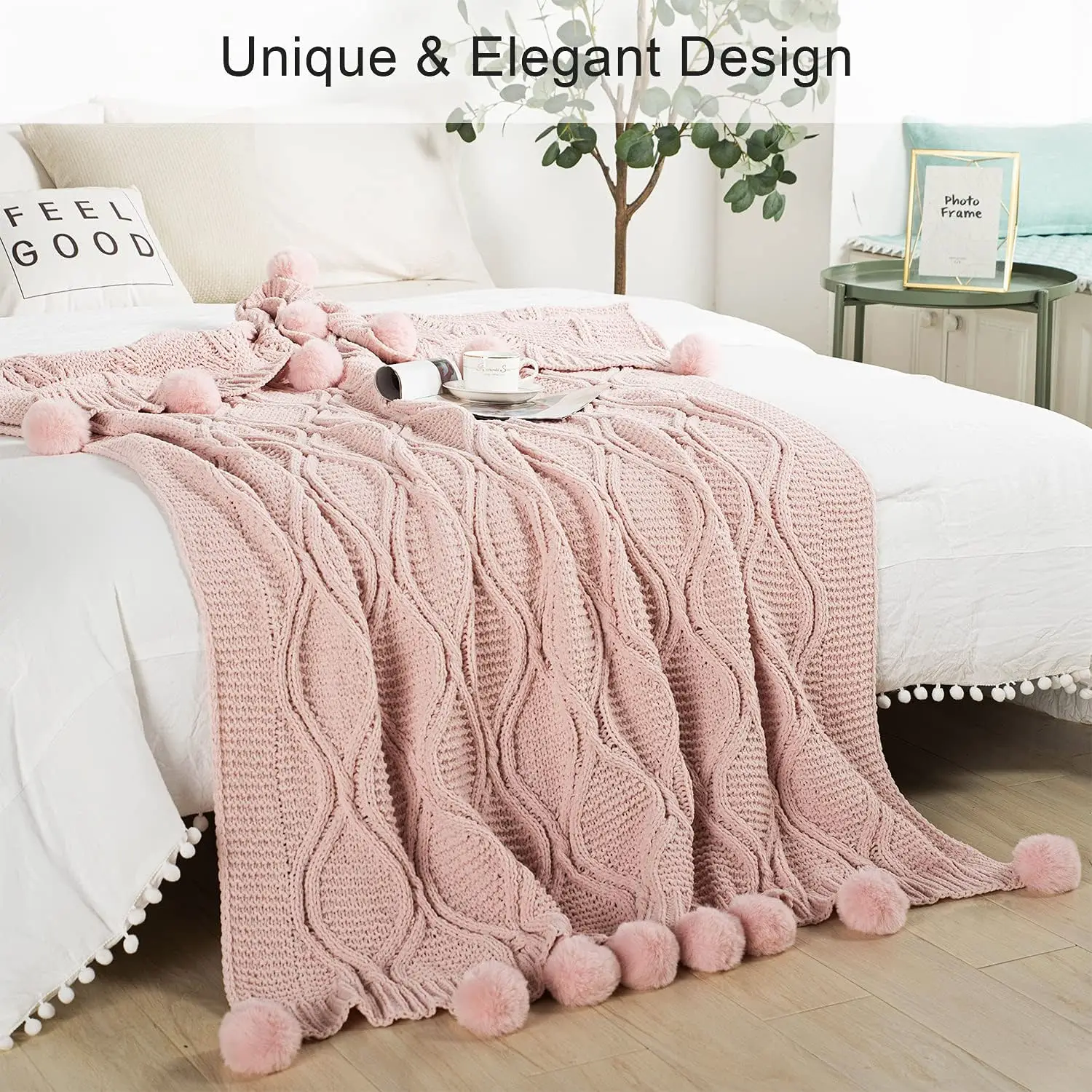 Ponponlu Lüks Kalın Örgü Batta - Throw Blanket Chunky Knit incelemesi ve fiyatı