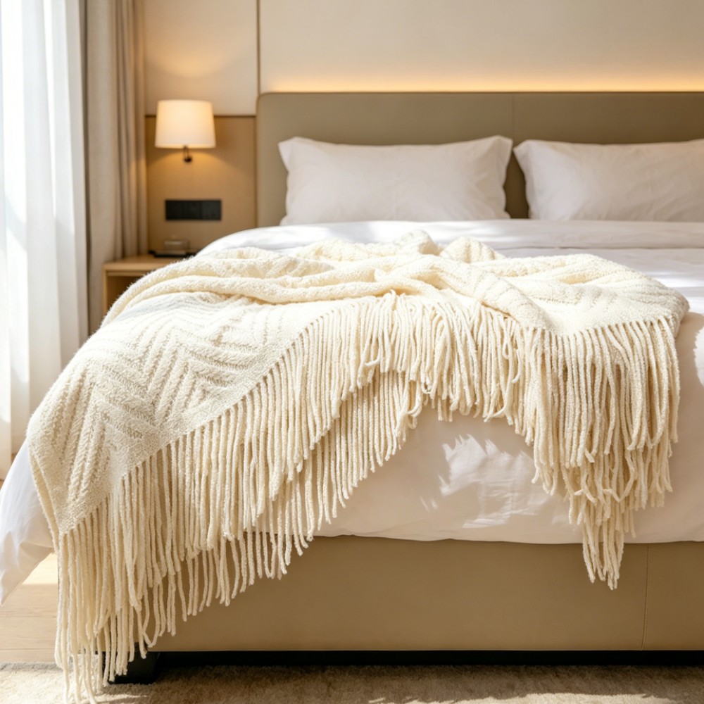 Lüks Kalın Krem Rengi Örgü Bat - Throw Blanket Chunky Knit incelemesi ve fiyatı