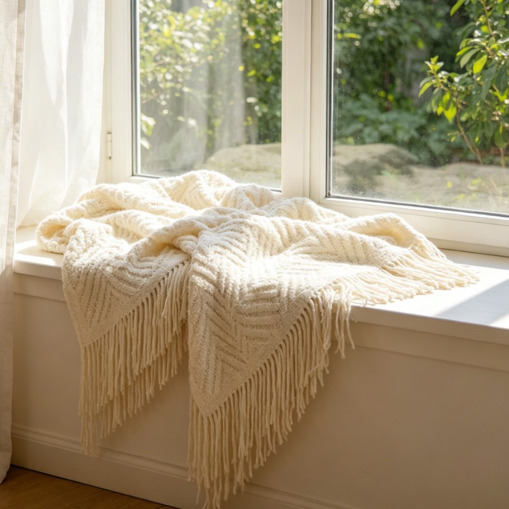 Lüks Kalın Krem Rengi Örgü Bat - Throw Blanket Chunky Knit incelemesi ve fiyatı