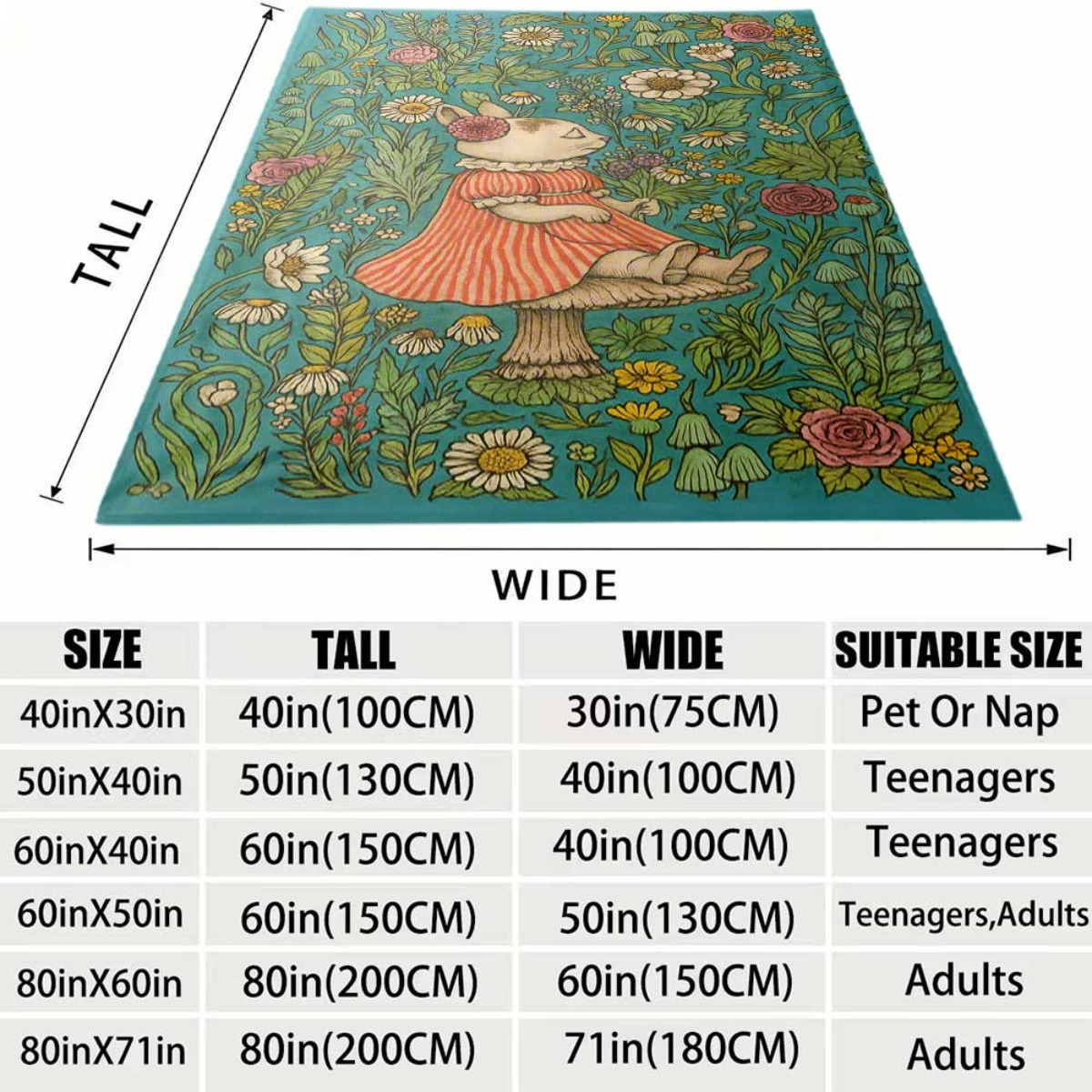 Kaprisli Çiçekli Tavşan Desenl - Throw Blanket Chunky Knit incelemesi ve fiyatı